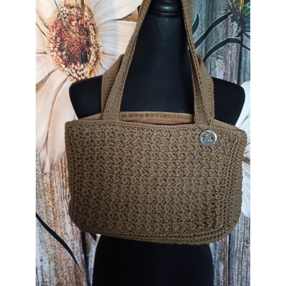 Sak tan crochet knitted hobo handbag Read Description
